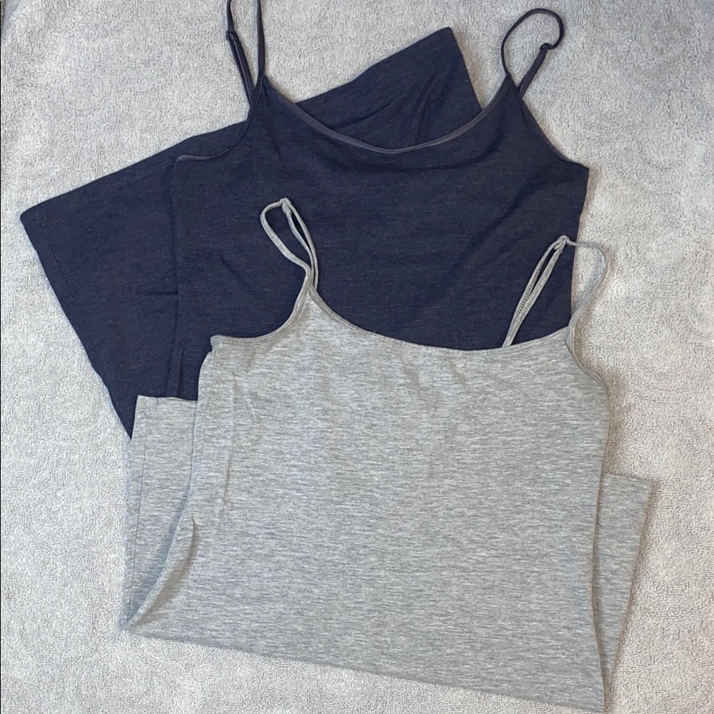 2 Women's Gray Spaghetti Strap Tunic length Tops M